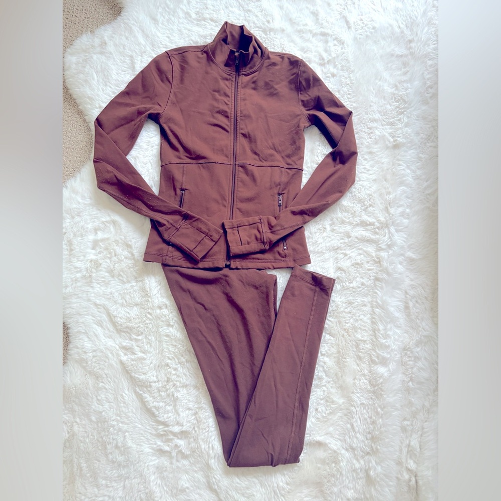 TNA Brown Leggings + Jacket Set